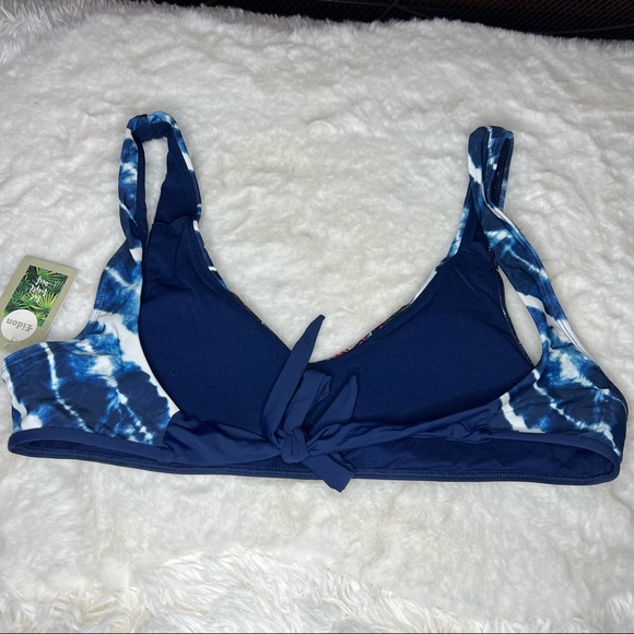 NEW Eidon Blue Tie Dye Beaded Print Bikini Top Size XL - Picture 9 of 9